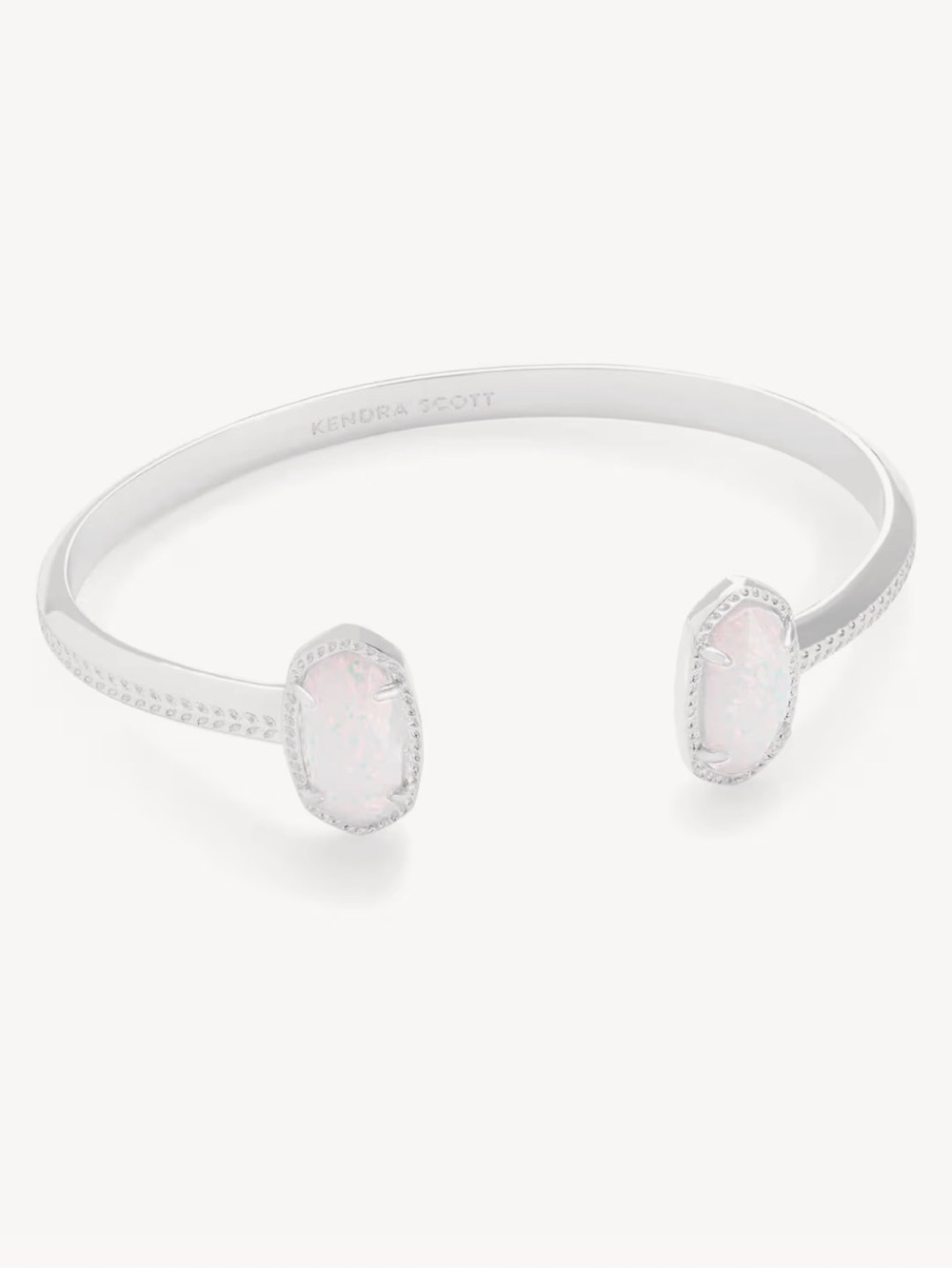 Kendra Scott Elton Silver Cuff Bracelet White Lab Grown Opal
